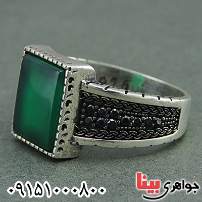 انگشتر عقیق سبز شیک و خاص مردانه _کد:26108