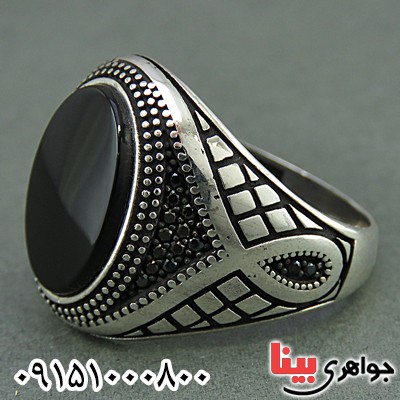 انگشتر عقیق سیاه (اونیکس) خاص و زیبای مردانه _کد:26111