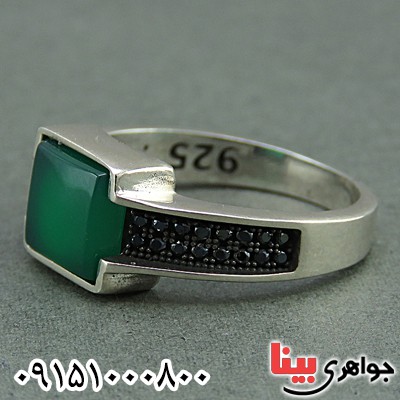 انگشتر عقیق سبز شیک و خوشرنگ مردانه _کد:26112