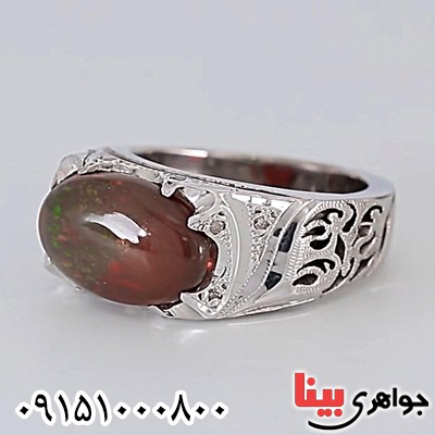 انگشتر اوپال و الماس فاخر دست ساز مردانه _کد:26134