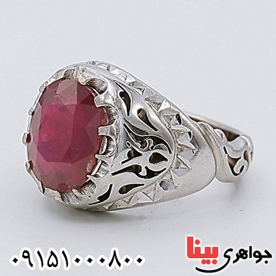 انگشتر یاقوت سرخ خوشرنگ فاخر مردانه بسیار زیبا _کد:26135
