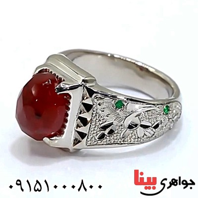 انگشتر عقیق یمنی دست ساز فاخر مردانه _کد:26136