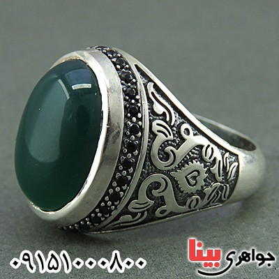 انگشتر عقیق سبز خوشرنگ و خاص مردانه