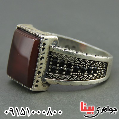 انگشتر عقیق قرمز مردانه میکروستینگ خاص زیبا _کد:26179
