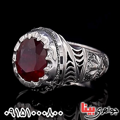 انگشتر یاقوت سرخ خوشرنگ ، فاخر و خاص مردانه _کد:26194