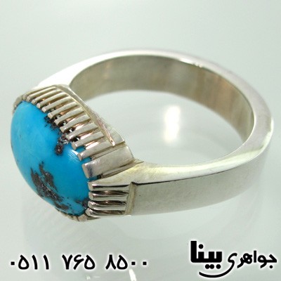 انگشتر فیروزه نیشابوری مردانه کلاسیک شجری