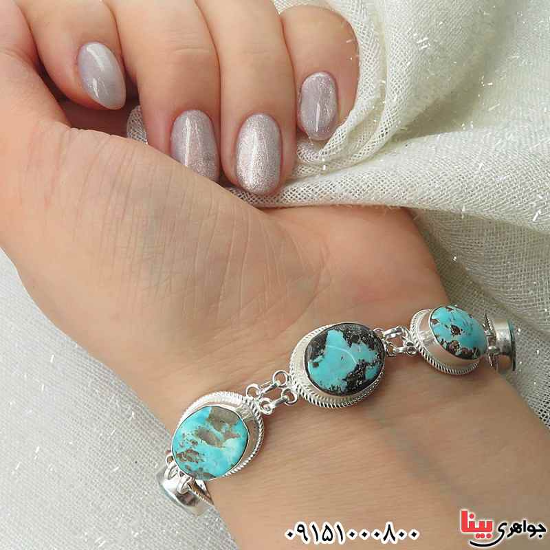 دستبند فیروزه نیشابوری زنانه بسیار خاص _کد:26210