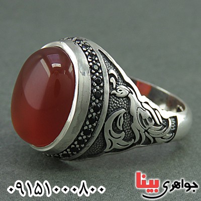 انگشتر عقیق قرمز خوشرنگ مردانه بسیار زیبا _کد:26216