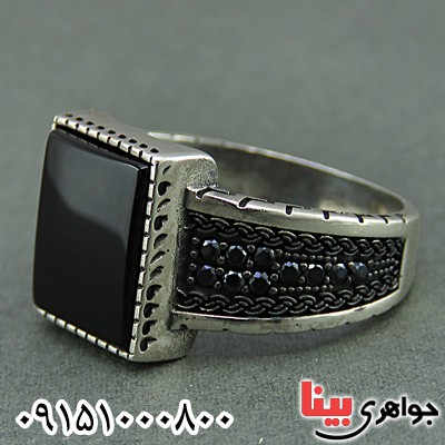 انگشتر عقیق سیاه (اونیکس) مردانه میکروستینگ بسیار زیبا _کد:26235