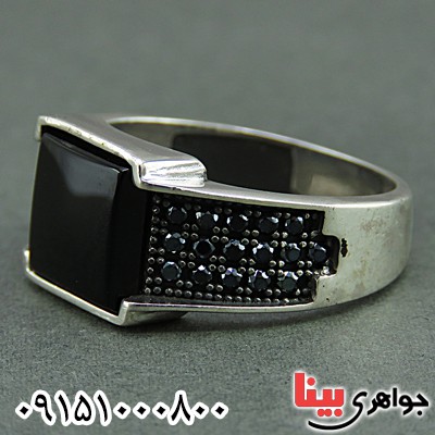 انگشتر عقیق سیاه (اونیکس) میکروستینگ مردانه _کد:26244
