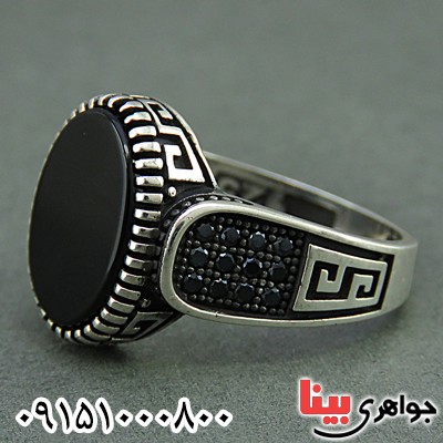 انگشتر عقیق سیاه (اونیکس) میکروستینگ خاص مردانه _کد:26246