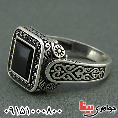انگشتر عقیق سیاه (اونیکس) مردانه خاص و زیبا _کد:26247