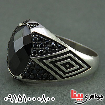 انگشتر عقیق سیاه (اونیکس) میکروستینگ مردانه زیبا _کد:26248
