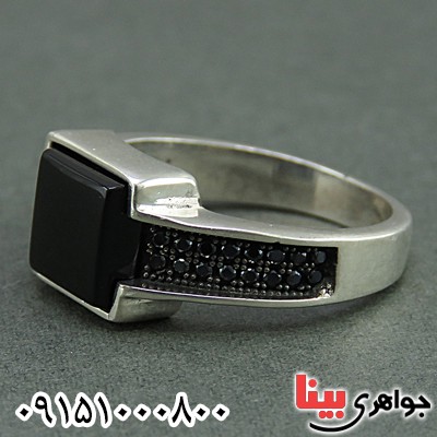 انگشتر عقیق سیاه (اونیکس) مردانه میکروستینگ بسیار زیبا _کد:26249
