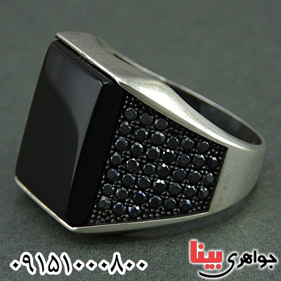 انگشتر عقیق سیاه (اونیکس) میکروستینگ مردانه _کد:26251