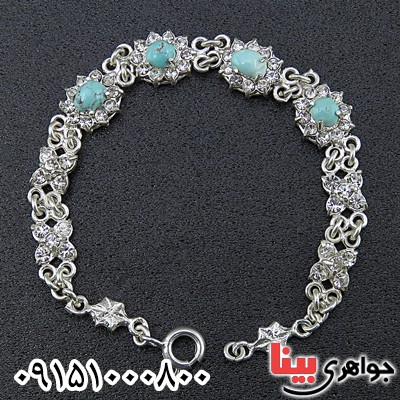 دستبند فیروزه نیشابوری شیک و خاص دست ساز _کد:26275