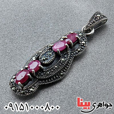 گردنبند یاقوت سرخ خوشرنگ طرح مارکازیتی _کد:26281