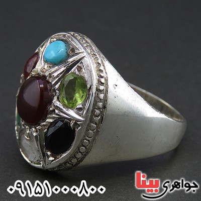 انگشتر چند جواهر دست ساز مردانه همراه با حرز امام جواد (ع _کد:26361