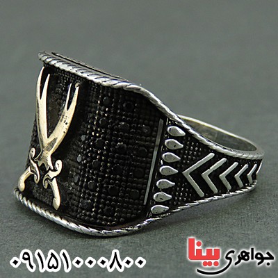 انگشتر نقره میکروستینگ مردانه با نقش شمشیر _کد:26369