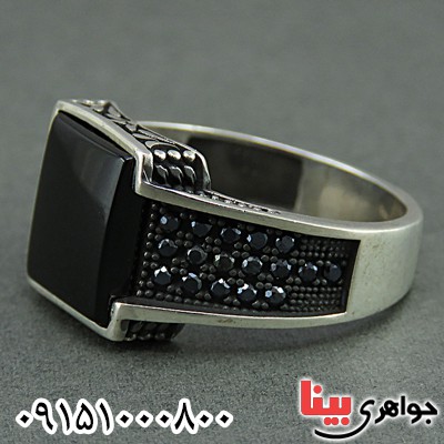 انگشتر عقیق سیاه (اونیکس) میکروستینگ مردانه _کد:26401