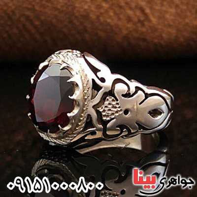 انگشتر یاقوت گارنت فاخر و خوشرنگ دست ساز مردانه _کد:26433