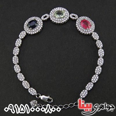 دستبند چند جواهر خاص خوشرنگ زنانه _کد:26455