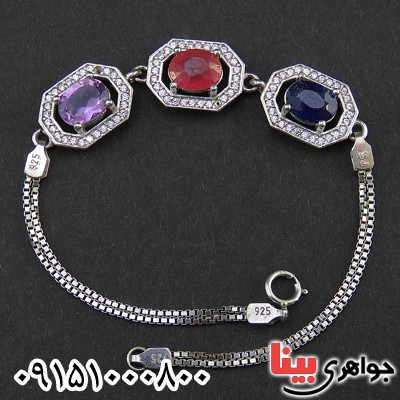 دستبند چند جواهر خوشرنگ خاص بسیار زنانه _کد:26456