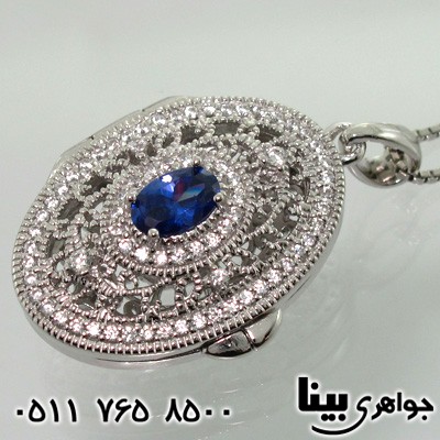 گردنبند یاقوت کبود صندوقچه ای دو رو بزرگ