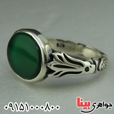 انگشتر عقیق سبز زیبا و خوشرنگ مردانه _کد:26569