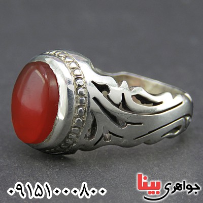 انگشتر عقیق یمنی دست ساز و خوشرنگ مردانه _کد:26584