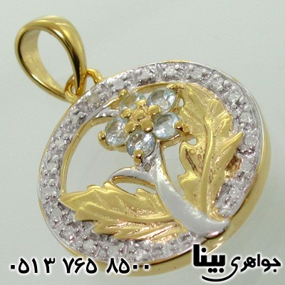 گردنبند آکوآمارین با الماس کوچک