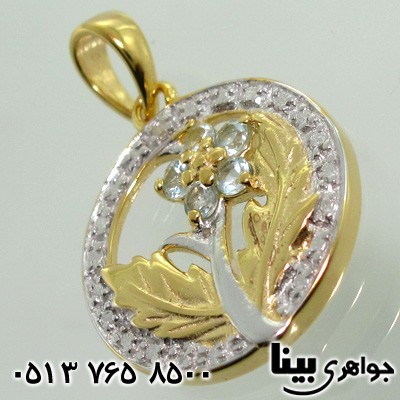 گردنبند آکوآمارین با الماس کوچک
