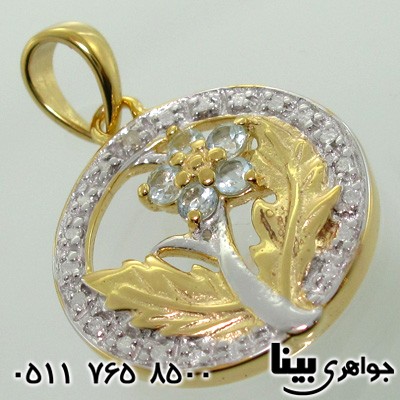 گردنبند آکوآمارین با الماس کوچک