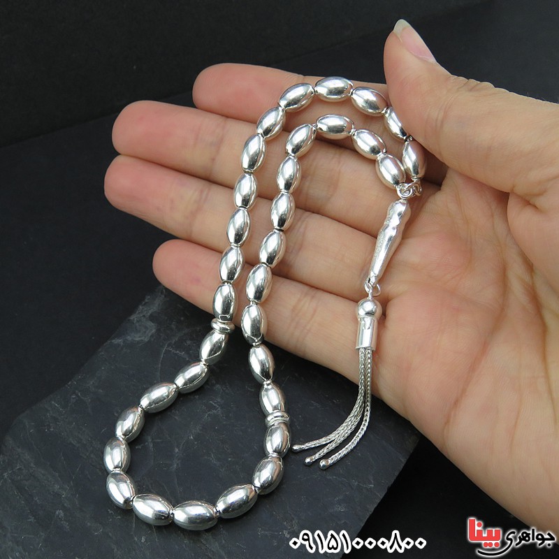 تسبیح نقره فاخر با تراشی زیبا _کد:26632