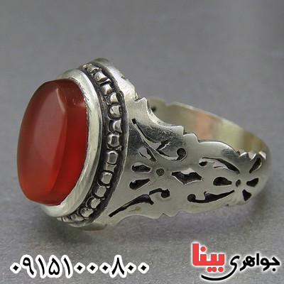 انگشتر عقیق یمنی خوشرنگ و دست ساز مردانه _کد:26638