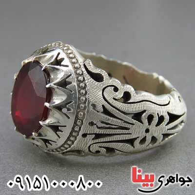 انگشتر یاقوت سرخ مردانه دست ساز و فاخر _کد:26648