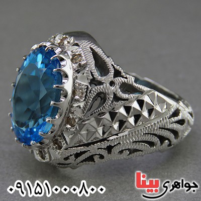 انگشتر توپاز مردانه دست ساز و خوشرنگ _کد:26665