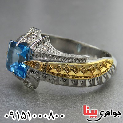 انگشتر توپاز آبی مردانه خوشرنگ و فاخر _کد:26668