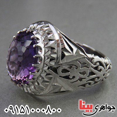 انگشتر آمتیست دست ساز و فاخر خوشرنگ مردانه _کد:26671
