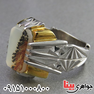 انگشتر عقیق شجری بسیار زیبا و خاص مردانه _کد:26681