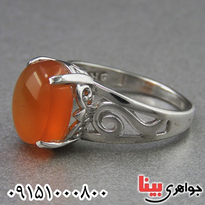انگشتر عقیق شرف الشمس یمنی زنانه خوشرنگ _کد:26686