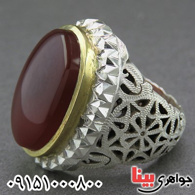 انگشتر عقیق یمنی کبدی کلکسیونی فاخر و دست ساز _کد:26705