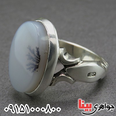انگشتر عقیق شجری طبیعی دست ساز همراه با حرز و تربت_کد:26721