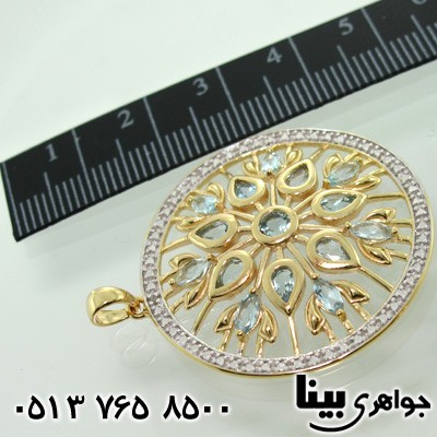گردنبند آکوآمارین درشت با الماس کوچک