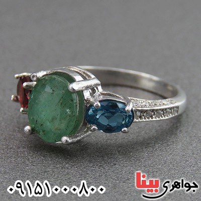 انگشتر چند جواهر رودیوم خاص و زیبای زنانه _کد:26744