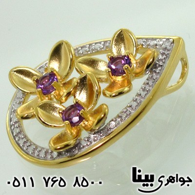 گردنبند آمتیست با الماس کوچک