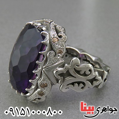 انگشتر آمتیست مردانه درشت خوشرنگ و فاخر _کد:26763