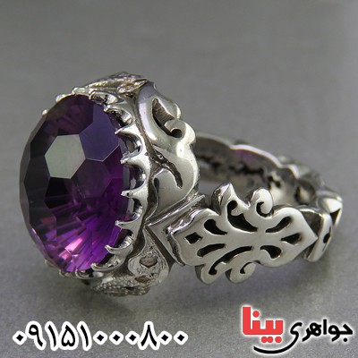 انگشتر آمتیست مردانه خوشرنگ فاخر و دست ساز _کد:26764