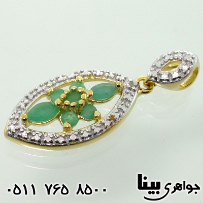 گردنبند زمرد با الماس کوچک