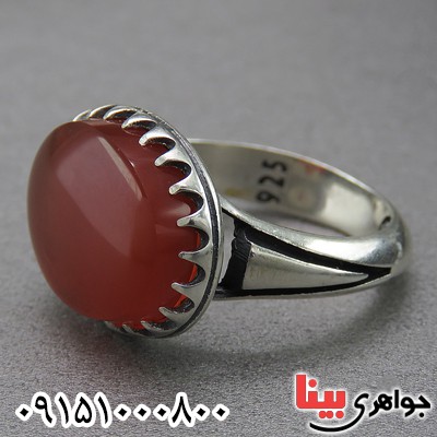 انگشتر عقیق یمنی سرخ خوشرنگ و خاص مردانه _کد:26792